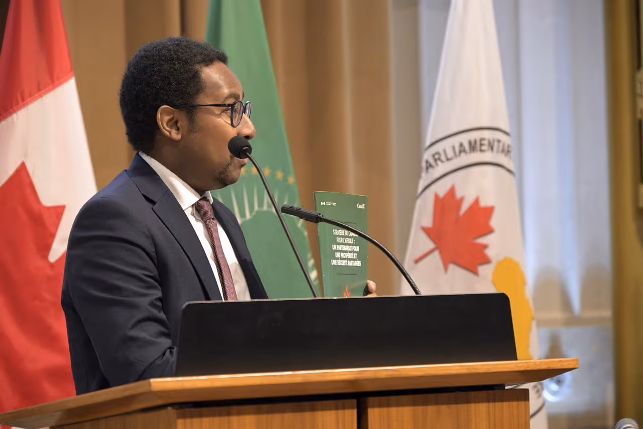 Oumar Diallo doing a speech
